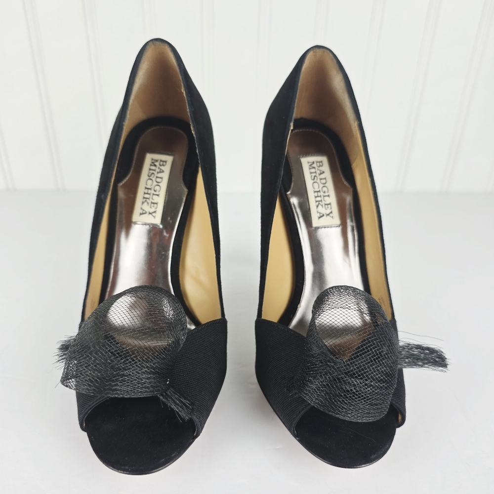 Badgley Mischka Open Toe Pump Black 4.5'' Heel Size 6 - Picture 6 of 10